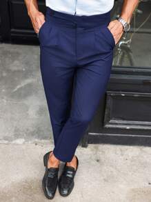 Manfinity Bizformal Men's Casual Solid Color Tapered Dress Pants