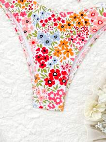 Bikini con volantes con estampado floral para playa y resort en verano - Multicolor - Ver 8