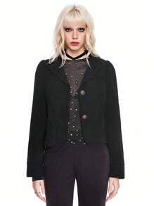 ROMWE Women Vintage Bowknot Waist Suit Jacket - Black - View 6