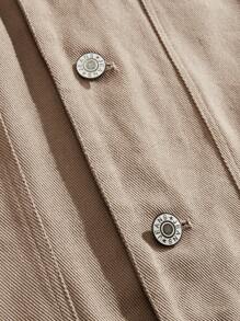 Manfinity VCAY 男士宽松长袖夹克，工装外出卡其色夹克，适合朋友、丈夫、男朋友的礼物，适合秋冬 - 卡其色 - 查看 4