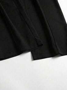 SHEIN Clasi Pantaloni palazzo eleganti, larghi e morbidi, di colore unico, con design a catena in vita, per taglie comode - nero - Visualizzare 6