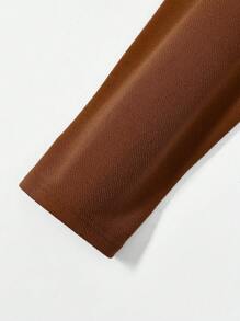 SHEIN LUNE 大码纯色前拉链长袖简约夹克，休闲日常穿着