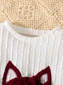 女童可爱卡通刺绣图案休闲裤套装