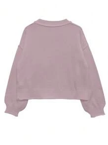 SHEIN LUNE Autumn New Solid Color Frayed Pocket Long Sleeve Top Women Casual Pullover Sweater