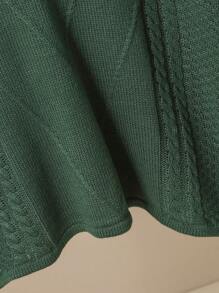 Mulvari Suéter de cuarto de cremallera de unicolor talla grande, informal para uso diario, jersey de punto de otoño/invierno - Verde Oscuro - Ver 5