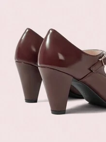 CUCCOO DOLLMOD Women Fashion Daily Commute Retro High Heel Pumps Valentines - Redwood - View 8