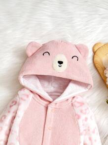 SHEIN Bộ đồ liền thân bằng vải lông cừu hình bông tuyết cho trẻ sơ sinh, bộ đồ liền thân dày ấm áp cho bé trai bé gái vào mùa đông, dành cho Giáng sinh - Nhiều màu - Xem 3