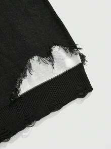 ROMWE MEN Street Life Men's Crew Neck Long Sleeve Color Block Patchwork Casual Pullover Sweater - Black - View 4