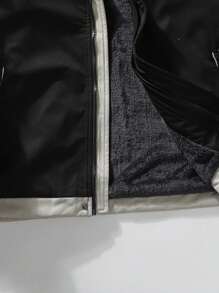 Coreblaze 男友风男士撞色条纹保暖连帽运动羽绒服男士抓绒外套男士冬季新款时尚保暖外套，带口袋、拉链、舒适面料，适合日常生活、工作、旅行、跑步、休闲、办公室、健身、户外穿着。 - 卡其色 - 查看 6