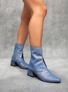 CUCCOO SZL 尖头不对称高跟性感迷人百搭时尚设计蓝领短靴，女式踝靴和短靴，适合圣诞节和新年假期氛围秋冬