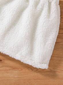 年轻女孩时尚休闲短款蓬松边开襟夹克 + 白色紧身裙，家庭装（2 套单独出售） - 白色 - 查看 4