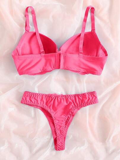 Contrast Kanten Super Push Up BH Slipje Lingerie Set view 2