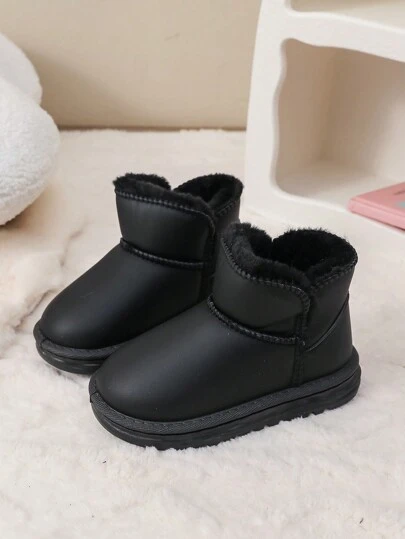 1 Pair Baby/Toddler Unisex Casual Warm Plush Lined Flat Snow Boots, Suitable For Daily Snow Outdoor Activities, Autumn/Winter