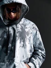 Manfinity VCAY Men's Loose Fit Digital Print Long Sleeve Sweatshirt Outfit, For Fall Winter - Grey - View 2