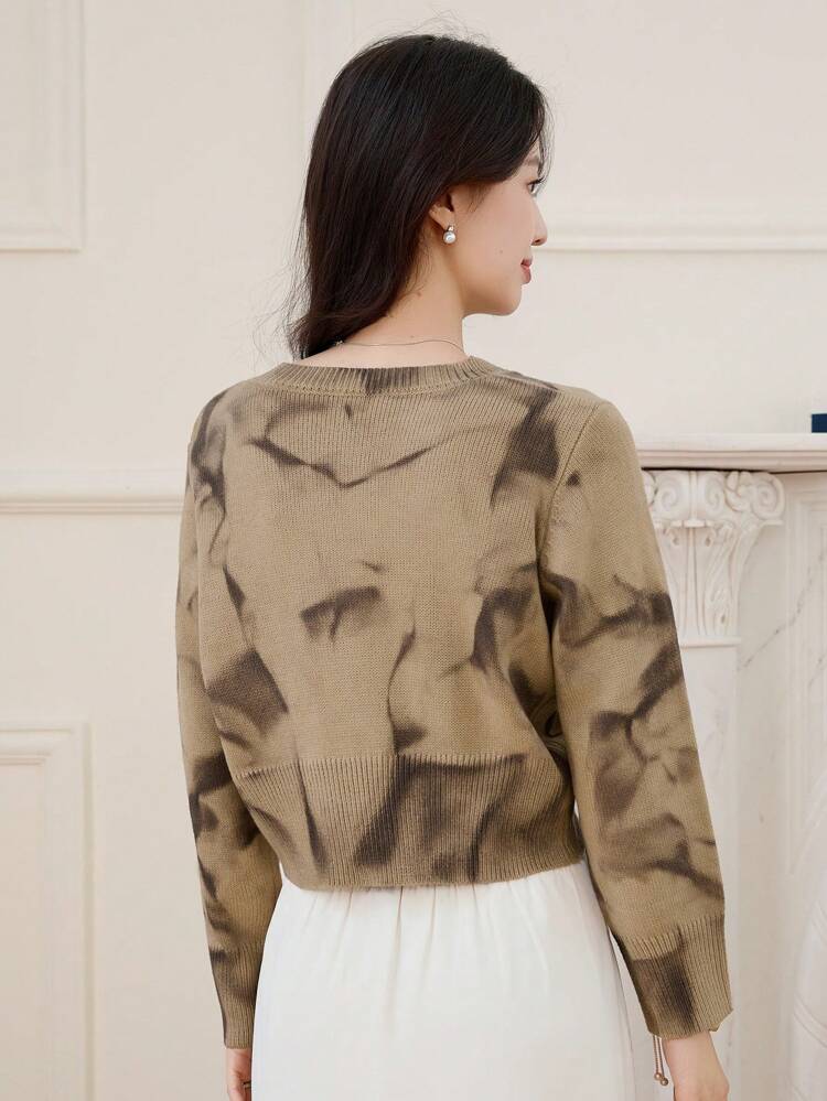 Ombre Round Neck Short Cardigan For Women,Fall Clothes
