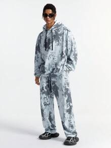 Manfinity VCAY Men's Loose Fit Digital Print Long Sleeve Sweatshirt Outfit, For Fall Winter - Grey - View 3