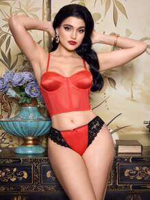 PinupGlam Set de 5 bragas de mujer con encaje, lazo y satén, de estilo sexy