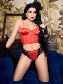 PinupGlam Set de 5 bragas de mujer con encaje, lazo y satén, de estilo sexy
