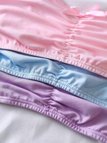 3pcs Set Cute & Sweet Ruched Bow Decor Underwear Set For Teenagers