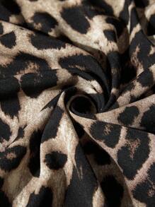 SHEIN Unity Plus Size Leopard Print Button Down Long Sleeve Casual Shirt - Coffee Brown - View 8