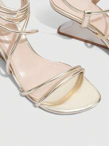 CUCCOO SZL Women's Pointed Toe Gold Strappy Sandals, Elegant, Comfortable, Versatile, Suitable For Party, Christmas, New Year Gala, Dating, Night Out For Christmas And New Year Holiday Vibe Fall And Winter - Gold - View 4