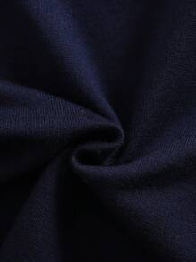 SHEIN Ensemble de pull tout-aller/manteau matelassé avec lettre brodée mignonne, adapté pour les jeunes garçons, style académique, confortable, doux, élégant, design unique - Bleu marine - Voir 7