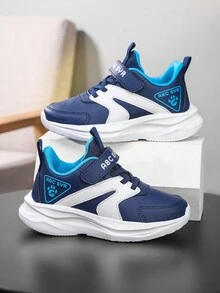 儿童简约舒适轻便皮革面钩环运动鞋，柔软舒适衬里，便携式一脚蹬，多功能适合跑步运动，四季皆宜 - 藍色 - 查看 5