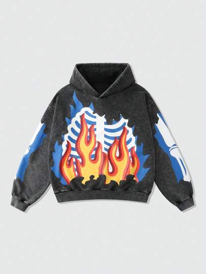 Street Life sweat-shirt à capuche court vintage lavé pour hommes, style de rue