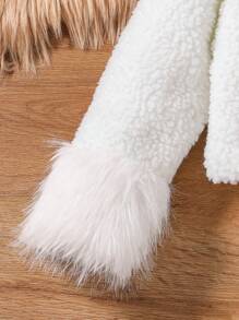 年轻女孩时尚休闲短款蓬松边开襟夹克 + 白色紧身裙，家庭装（2 套单独出售） - 白色 - 查看 6