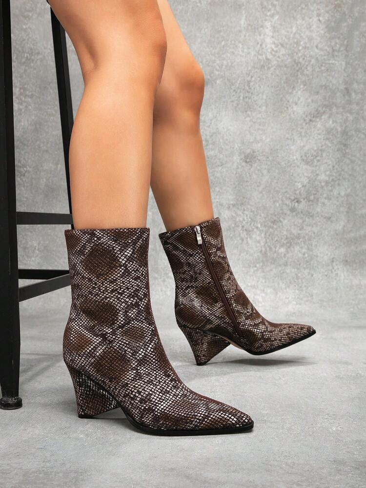 CUCCOO SZL Pointed Toe Asymmetric Heel Sexy Eye-Catching All-Season Versatile High-Quality Design Mesh Ankle Boots For Women, Mid-Calf, Suitable For Christmas, New Year Party, Date Night, Casual Outfit In Spring