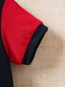 Souflis Souflis 男寶寶休閒大學風雅緻日常穿著刺繡連身衣，翻領設計，適合春夏出遊 - 寶藍色 - 查看 6