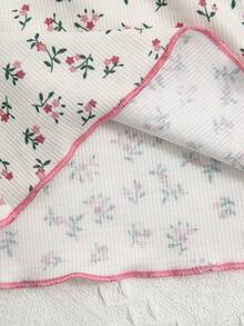 女宝宝杏色全印花优雅花卉图案长裤长袖休闲舒适两件套家居服 - 杏色 - 查看 5