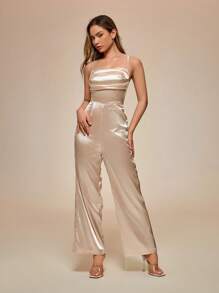 Glamine 女士优雅性感纯色交叉露背连体裤