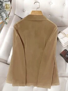 Franclia Áo khoác vest nhung đơn hàng tối giản cho nữ đi làm, mặc mùa thu - Màu be - Xem 2