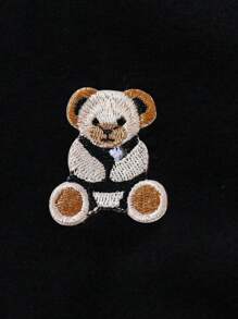 SHEIN Conjunto informal de 2 piezas para niña: Camiseta de manga corta con cuello redondo y estampado de oso de dibujos animados, talla grande falda mini plisada - Multicolor - Ver 3