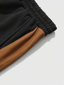 Manfinity Homme Plus Size Men 2pcs Letter Print Color Block Crew Neck Sweatshirt & Sweatpants Casual Loose Suit, Autumn