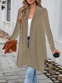 Chiquease 1 chiếc áo len cardigan dài tay dệt kim trơn thanh lịch dành cho nữ đi làm hàng ngày - Lạc đà - Xem 5