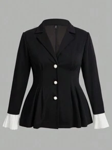 Mulvari Plus Size Black Single-Breasted Suit With Crystal Waist Belt