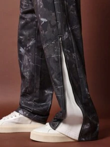 SUMWON Pantalon de jogging en molleton premium avec fermetures éclair latérales, motif marbre, vêtement d'intérieur pour l'automne et l'hiver, streetwear de performance, pantalon d'entraînement - Multicolore - Voir 5