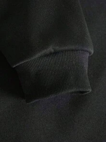 Manfinity Dauomo Áo nỉ trùm đầu in chữ và đầu lâu lót nhiệt thường ngày cho nam, mùa thu/đông - màu đen - Xem 5