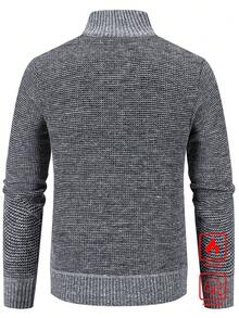 Manfinity Homme Men Contrast Quilted Panel Thermal Lined Stand Collar Zipper Cardigan - Light Grey - View 2