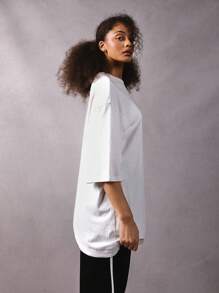 Athîral Asymmetric Hem Shape Design White Daily Clothing Casual Women's T-Shirt Asymmetric Shape Personalized Oversize Autumn Clothing Winter Clothing