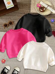SHEIN Leap Crew 3件套女婴加厚长袖卫衣，适合秋冬季穿着 - 彩色 - 查看 2