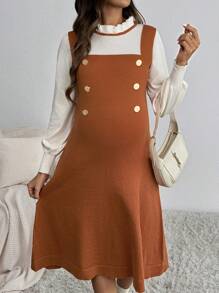 SHEIN Vestido de maternidad 2 en 1 con cuello con volantes, para invierno