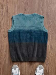 Manfinity VCAY Suéter casual de punto sin mangas con degradado de estilo moderno para hombres jóvenes