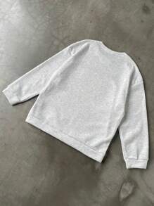 Manfinity Hypemode Men's Round Neck Long Sleeve Letter Print Simple Casual Pullover Sweatshirt - Light Grey - View 2