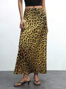 Maija 1 pieza Falda larga elegante de mujer con estampado de leopardo, estampado de leopardo, estampado de guepardo