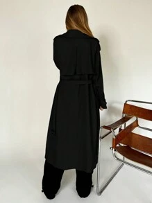SHEIN EZwear 秋冬双排扣系带风衣