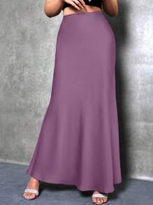 Glamine Women Elegant Solid Color Long Skirt, Autumn Maxi Women Outfit
