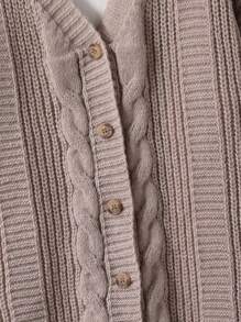 Cardigans para niñas preadolescentes, suéter de punto grueso color caqui, chaqueta cálida de moda y estilo para otoño/invierno
